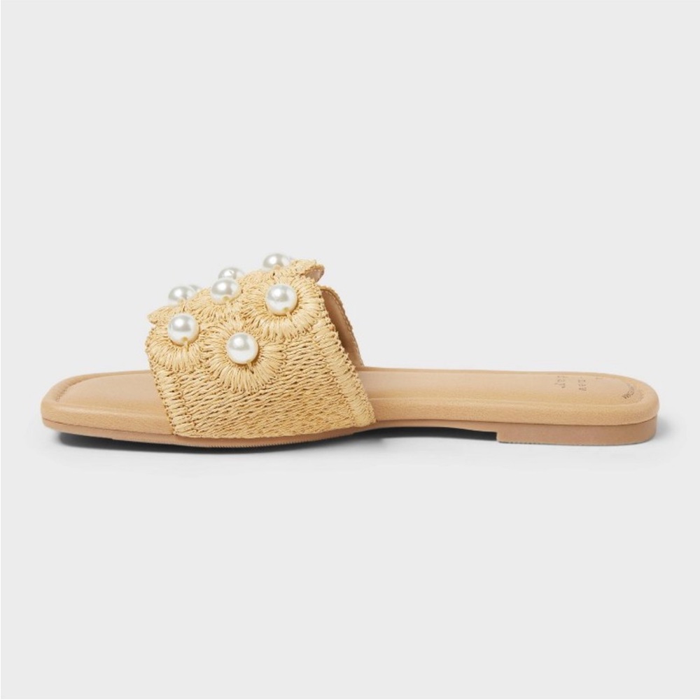 Women's Delaney Ornament Slide Sandals with Memory Foam Insole - A New Day Tan 6 - Picture 2 of 8
